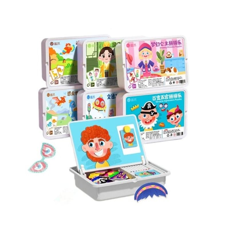 Magnetic Puzzles Face Dress Up Travel Game Double Side